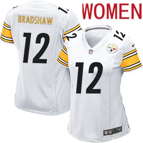 Women Pittsburgh Steelers #12 Terry Bradshaw Nike White Game NFL Jersey->women nfl jersey->Women Jersey